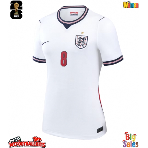 England Elliot Anderson #8 Replica Home Stadium Shirt for Women World Cup 2026 Short Sleeve